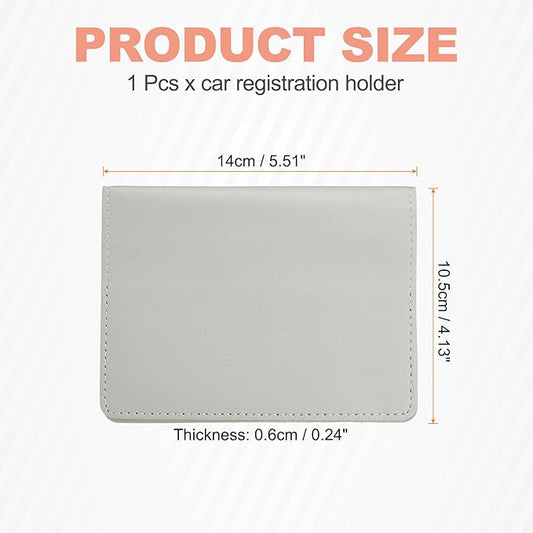 HARFINGTON Car Registration and Insurance Holder 5.51" x 4.13" PU Leather Vehicle Glove Box Organizer Storage Accessories Men Women Car ID Holder for License ID Card Bank Card, Gray