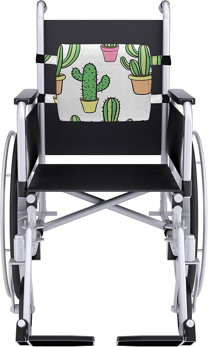 Ambesonne Cactus Lumbar Back Support Pillow, Vases and Pots with Flowers Cartoon Drawing Colorful Summer Plants Design, High Density Foam for Office Chairs Car Seats, 14" x 13", Peach Pink Green