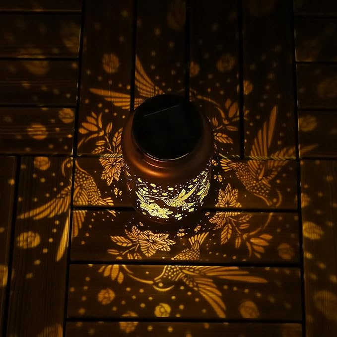 Christmas Gifts for Women Men Mom, Hummingbird Solar Lights Outdoor Waterproof, Mothers Day Gifts Decorations Outside for Yard, Lawn, Balcony Garden Decor Solar Lantern