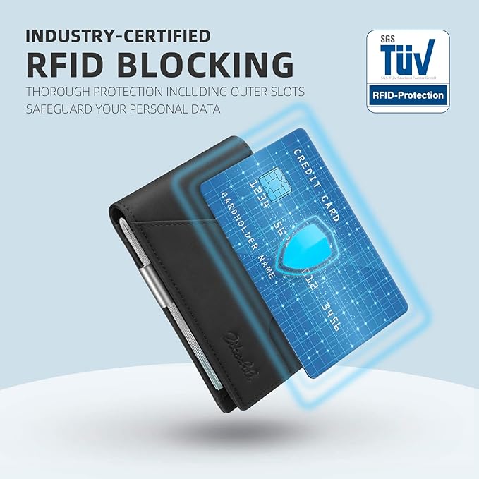 Zitahli Wallet for Men - with Money Clip Slim Leather Slots Credit Card Holder RFID Blocking Bifold Minimalist Wallets with Gift Box