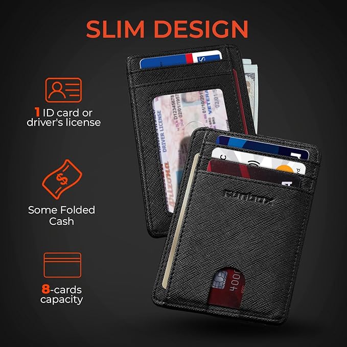 RUNBOX Slim Minimalist Front Pocket RFID Blocking Leather Wallets for Men and Women Card Holder Wallets Gifts for men