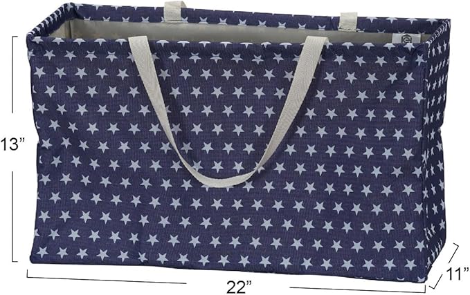 Household Essentials Blue with White Stars Krush Container All-Purpose Utility Tote