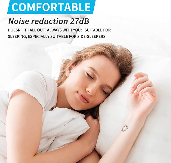 LYSIAN Soft Moldable Silicone Earplugs for Sleep, 5 Pairs, SNR 27dB Noise Cancelling Sleeping Ear Plugs for Swimming, Travel, Snoring(Blue)