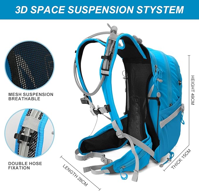 Hydration Pack,20L Hydration Backpack, Hiking Internal Frame Backpacks with 2L Hydration Water Bladder and Rain Cover, for Cycling,Camping, Hunting,Ski, Snow for Men, Women (blue)