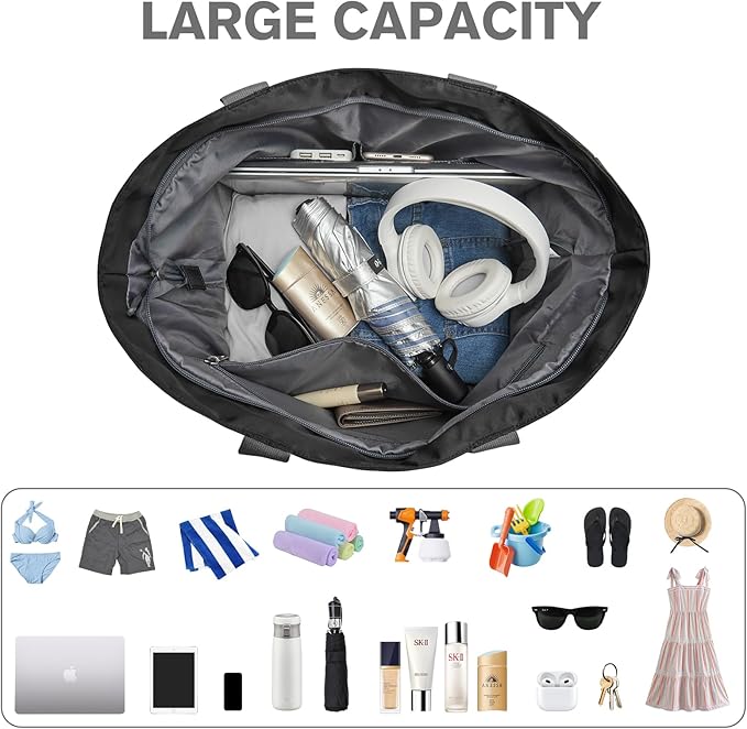 G4Free Beach Bag, Waterproof Sandproof Beach Tote Bag, Large Capacity Foldable for Women