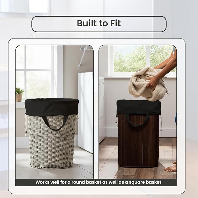 LFH Home Large Premium 1pack Cotton Canvas Laundry Bag with Drawstring and Handles Heavy Duty, Multi-Use, and Washable for Home, Travel, College or Storage 28x40-Black