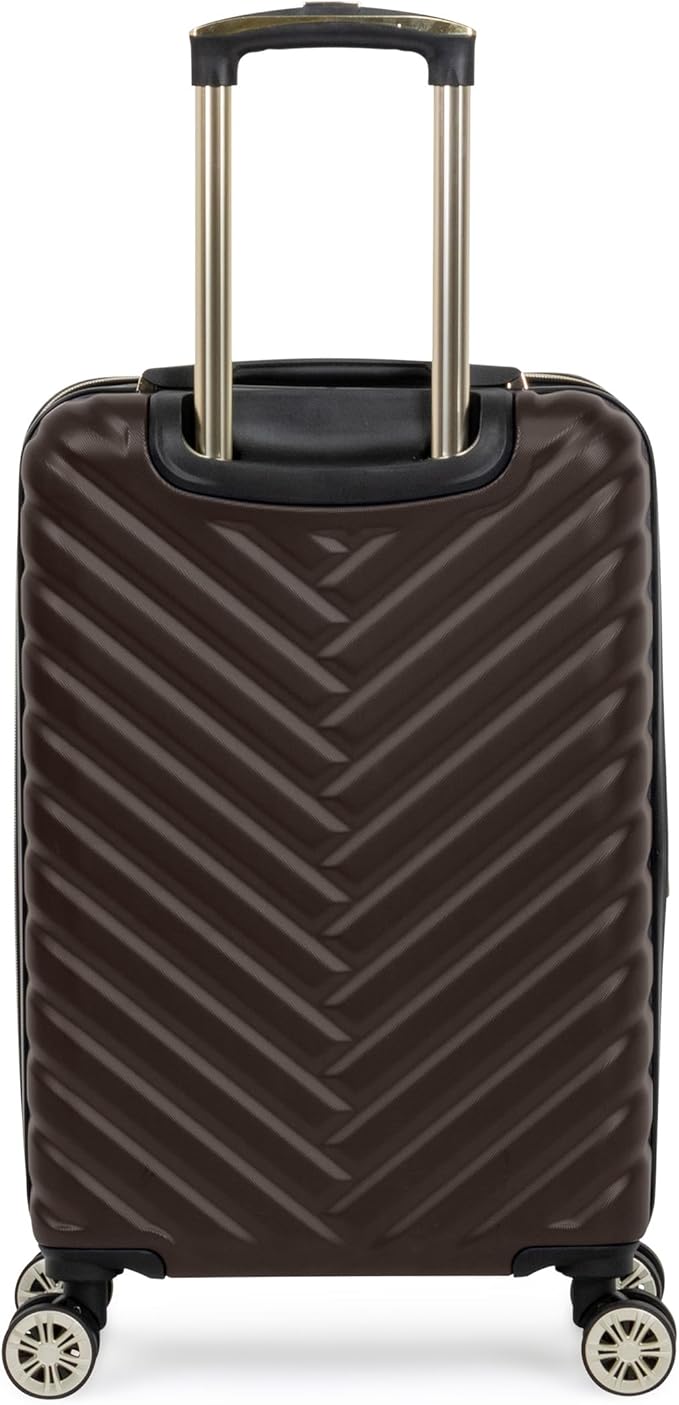 Kenneth Cole REACTION Madison Square Lightweight Hardside Chevron Expandable Spinner Luggage, Chocolate Brown, 20-Inch Checked