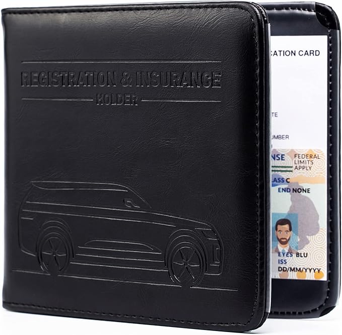 CANOPUS Car Registration and Insurance Holder, Magnetic Closure, Embossed Card Document Holder, Vehicle Glove Box Organizer, Wallet for Auto, SUV, Motorcycle, Truck, Waterproof, SUV Model
