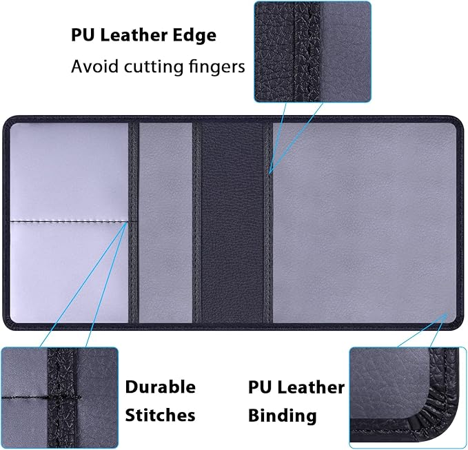 Car Insurance and Registration Holder, 5.5 x 5 Inch PU Leather Vehicle Glove Box Organizer Wallet Case for Insurance Card, Driver License, Paperwork - Black