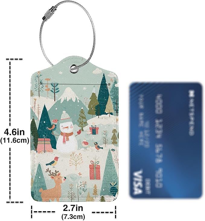 Christmas Deer Snowman Luggage Tag 3 Pack Travel Cruise Luggage Tags for Suitcases, Identifiers Bag Tags with Privacy Flap, Baggage Name Tag for Women Men Luggage Backpack Handbag School Bag
