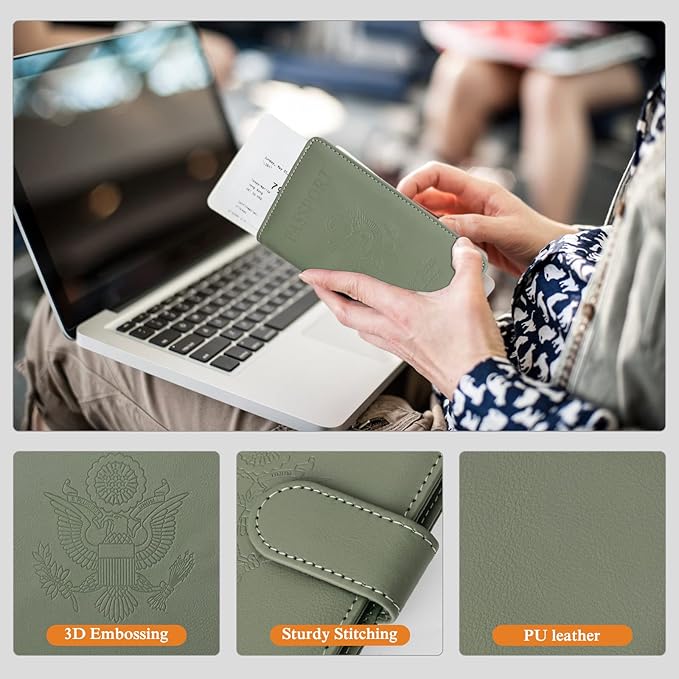 TIGARI Passport Holder for Travel Women Men, PU Leather Waterproof RFID Wallet Cover Case Sleeve, Valentines Day Gifts, Vacation Plane Cruise Travel Document Organizer Essentials