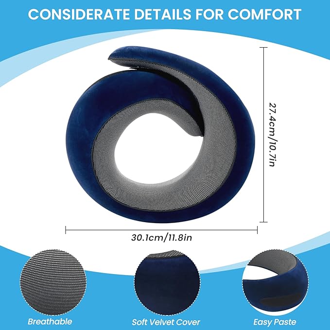 Neck Pillow, Travel Pillow uses Memory Foam to Support Neck Comfort, Ideal Companion for Airplane and car Travel, Compact, Convenient, and Versatile Airplane Sleep Pillow(Dark Blue)