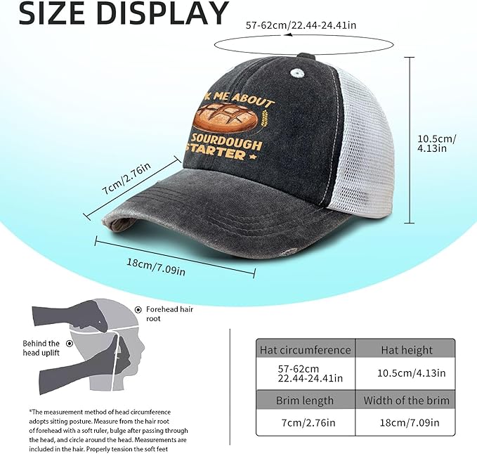 Ask Me About My Sourdough Starter Bread Baking Baker Bakery Hats Beach Cap for