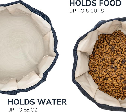 LumoLeaf Collapsible Dog Bowls, Large 68oz/80oz Lightweight Foldable Travel Bowl 10 Cups, Portable Water and Food Bowls for Pets Dogs with Zipper (White)