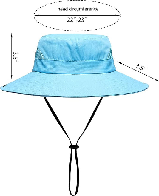 Womens Summer Sun Hat Beach Hat Wide Brim Outdoor UV Protection Hat Foldable Cool Mesh Ponytail Bucket Hat