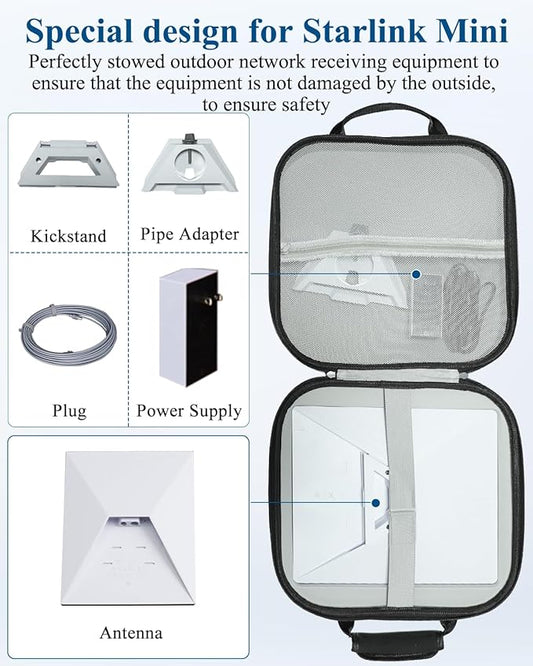 Carry Case for Starlink Mini – Outdoor Travel Case for Standard Starlink Mini Accessories, Large Capacity, Semi-Rigid EVA Protection