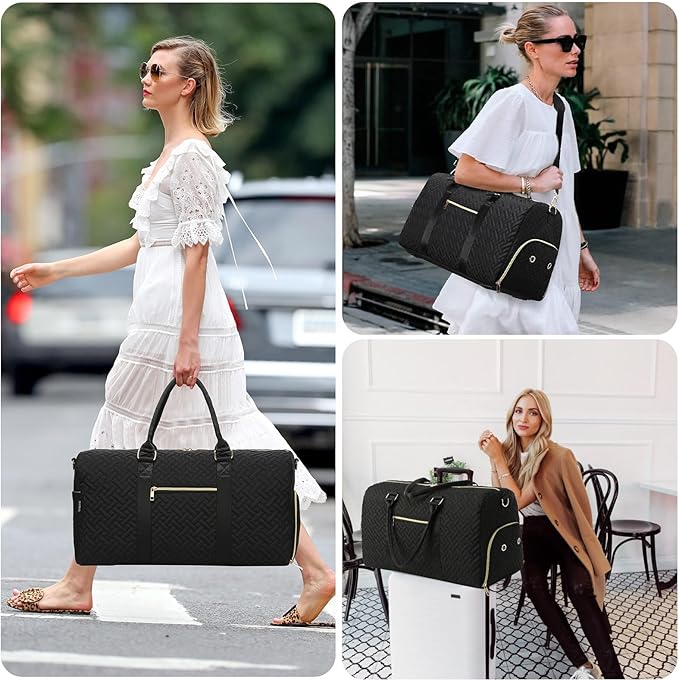 Duffle Bag for Travel, Weekender Bag with Shoe Compartment, Carry On Overnight Bag for Women with Toiletry Bag, Gym Bag with Wet Pocket, Hospital Bags for Labor and Delivery Beige