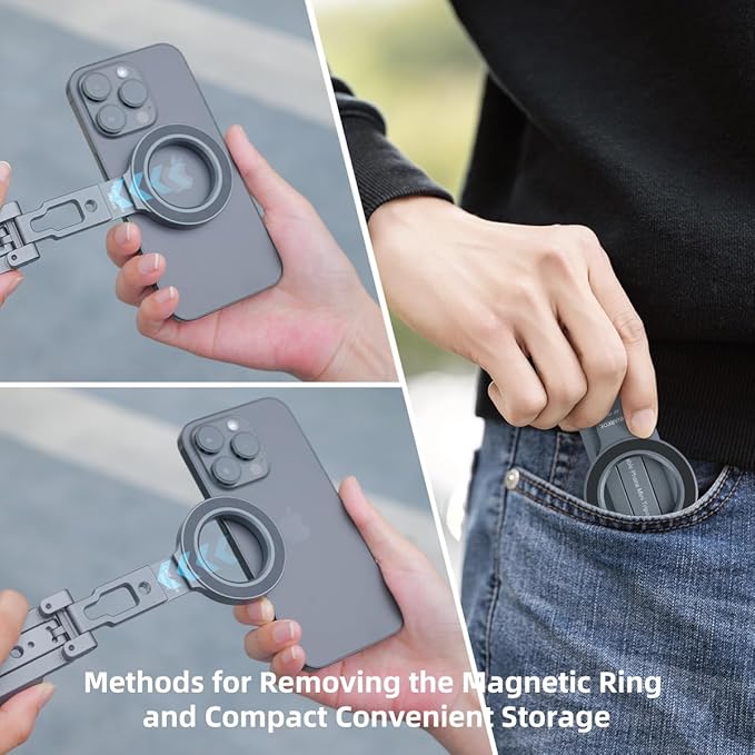 Dual Magnetic Phone Mount Magsafe Pocket Foldable Mini Tripod Magnetic Phone Holder for Smart Phone,All 3 Legs Magnetic,Gym Essentials,Magnetic Phone Mount Stand,Travel Selfie Stick Vlog Rig