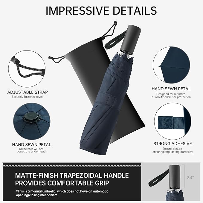Compact Travel Umbrella, Small Pocket Mini Umbrella for Purse Wallet, UV Sun Rain Umbrellas for Backpack, Portable Folding Umbrellas for Women Kids