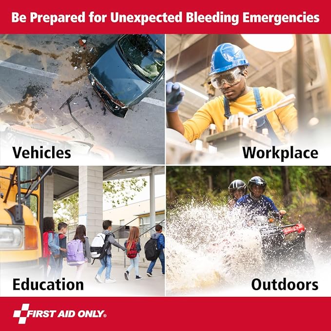 First Aid Only 91137 Critical Essentials Bleeding Control Kit for Chest, Limb & Torso Wounds, 10 Pieces