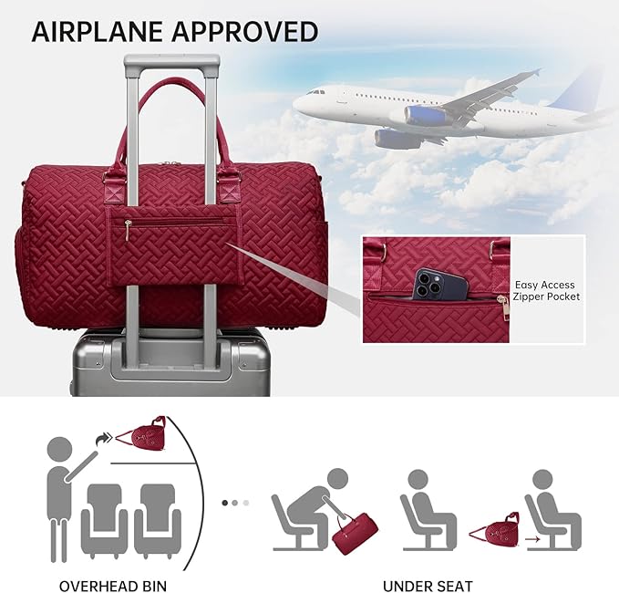 Duffle Bag for Travel, Weekender Bag with Shoe Compartment, Carry On Overnight Bag for Women with Toiletry Bag, Gym Bag with Wet Pocket, Hospital Bags for Labor and Delivery Beige