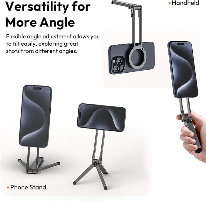 ULANZI MA30 Magnetic Phone Tripod Stand for iPhone-Aluminium Maglock Smartphone Mini Tripod Pocket Cell Phone Stand Strong Magnet Quick Mount Compatible with iPhone 17 16 15 14 13 12 Series, Dark Gray