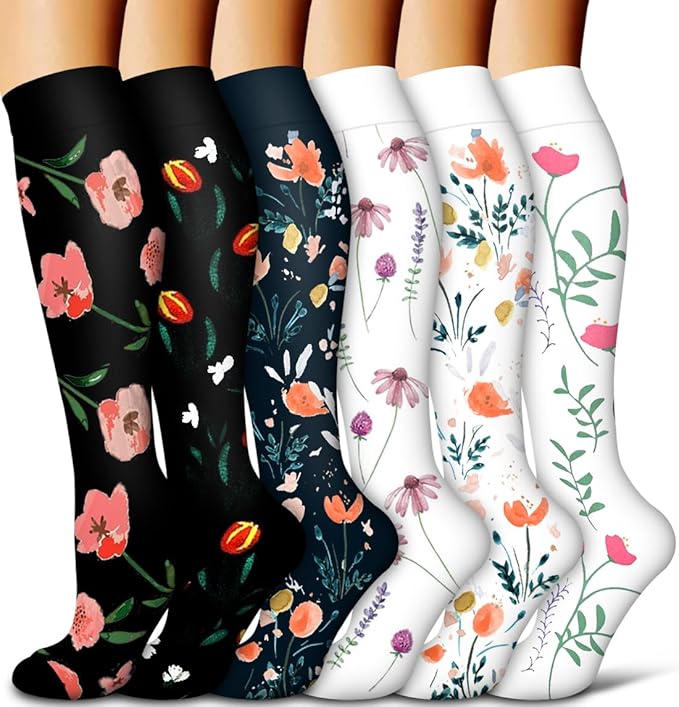 Copper Compression Socks for Women and Men(6 Pairs)-Best Support for Running, Athletic, Nursing, Travel