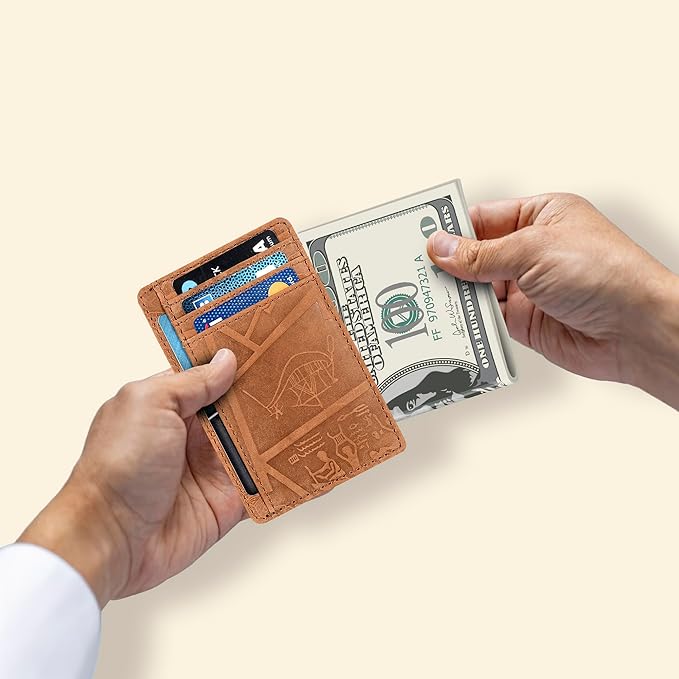 Oak Leathers Leather Slim Minimalist Wallet for Men & Women RFID Front Pocket Leather Card Holder Wallets