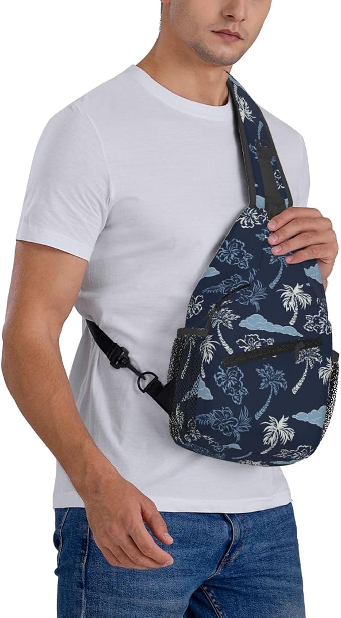 Hawaii Tropical Palm Sling Backpack Crossbody Bag Casual Chest Bags Travel Hiking Daypack Shoulder Bag for Women Men