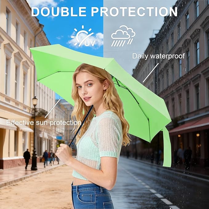 LEAGERA Compact Travel Umbrella with Case - Mini Umbrella for Purse, Small Lightweight &Tiny Design Perfect for Parasol Outdoor Sun&Rain Umbrellas