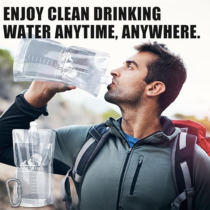 64oz Collapsible Water Bottles, 3-Pack Reusable Travel Foldable Water Bottles for Hiking Camping Running Bike, BPA-Free Water Bottle