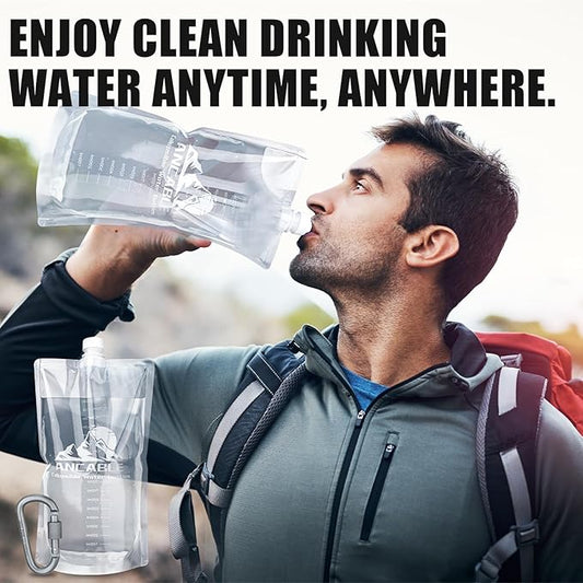 64oz Collapsible Water Bottles, 6-Pack Reusable Travel Foldable Water Bottles for Hiking Camping Running Bike, BPA-Free Water Bottle