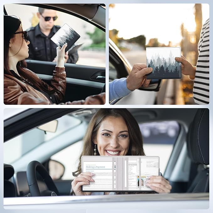 Car Registration and Insurance Card Holder，Vehicle Glove Box Car Organizer，Accessories Case for Storing Driving Licences, Cards, Documents