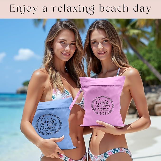 2Pcs Girls Trip Gifts Wet Dry Bag, Beach Wet Bag Favors, Aloha Bags Sunscreen Bags Swimsuit Toiletry Travel Essentials For Women, Beach Travel Gym Laundry bags for Dirty Diaper Swimsuit Gifts