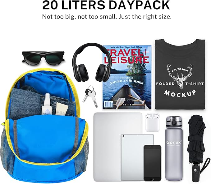 Gonex Ultra Lightweight Packable Backpack 20L Daypack Handy Foldable Camping Outdoor Travel Cycling Backpacking