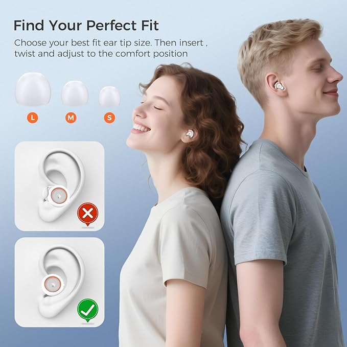 Senvok Ear Plugs for Sleeping Noise Cancelling with 3 Noise Reduction Levels - 50dB NRR Soft Silicone Earplugs for Sleep, Work, Travel - with 8 Ear Tips, 6 Fluorescent Rings and Carrying Case(White)