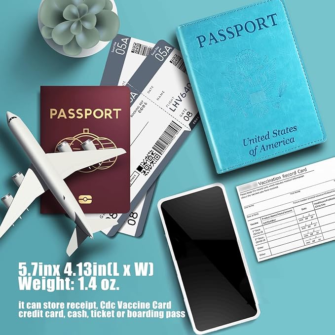 Sizobi Leather Passport Holder - Covers Case With Card Slot, Luggage Tag, International Travel Essentials for Women & Men, Cruise Ship Must-Haves, Travel Gifts