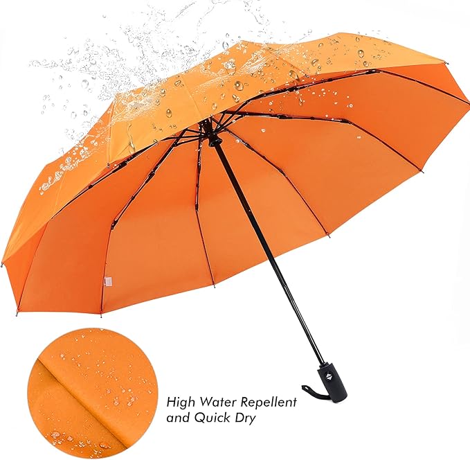 ZOMAKE Travel Umbrella Compact - 10 Ribs Portable Collapsible Umbrellas for Rain Windproof - Paraguas Automatic Small Folding Umbrella Lightweight Packable Umbrella for Women Men