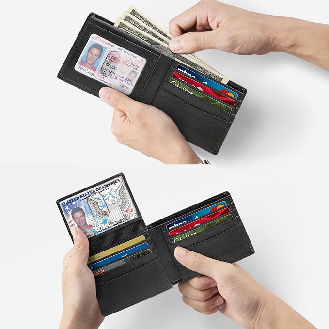 Zitahli Wallet for Men 12 Card Holder Slim Rfid Leather 2 ID Window Wallets With Gift Box Men's Accessories
