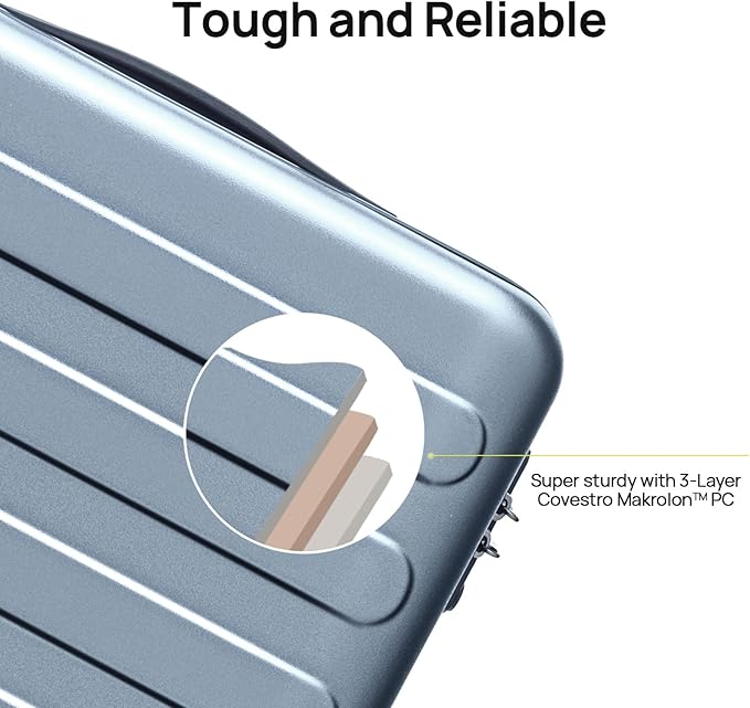 NINETYGO Medium Checked Luggage 24 Inch, Checking In Luggage with Smooth Spinner Wheels, Lightweight, Hard Shell PC Suitcase, Lightweight Travel Luggage, TSA Approved (Shadow, Rhine Basic)