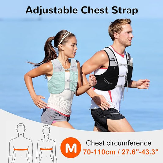 Running Vest for Men with 2 pcs 500ml Water Bottle, Hydration Vest for Running Women, Lightweight Runner Water Vest