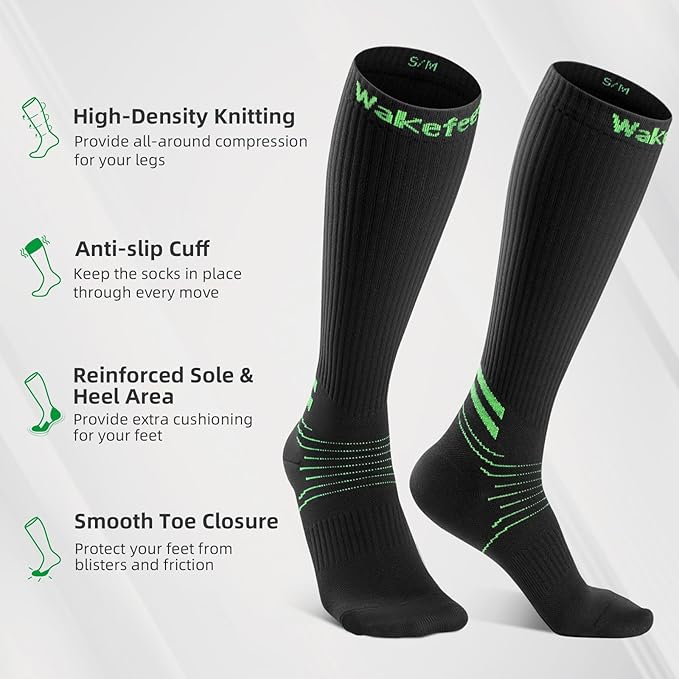 Wakefeet Compression Socks for Women Men 3 Pairs, Compression Stockings, Fragrance Flight Socks for Travelling Sitting