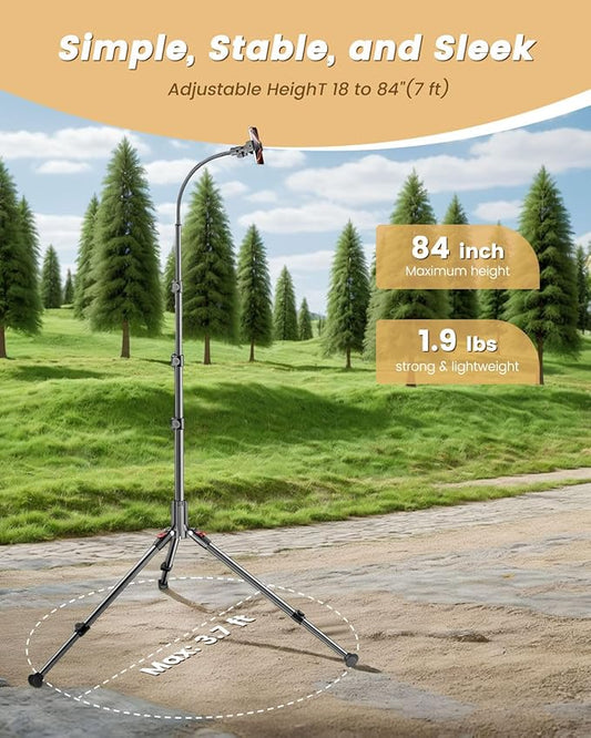CAMBOFOTO 84" Phone Tripod, Tall Tripod Stand for Selfies with Flexible Gooseneck & Remote, Compatible with iPhone Android, Travel/Gopro/Ring Light/Webcam/Video Recording/Vlogging