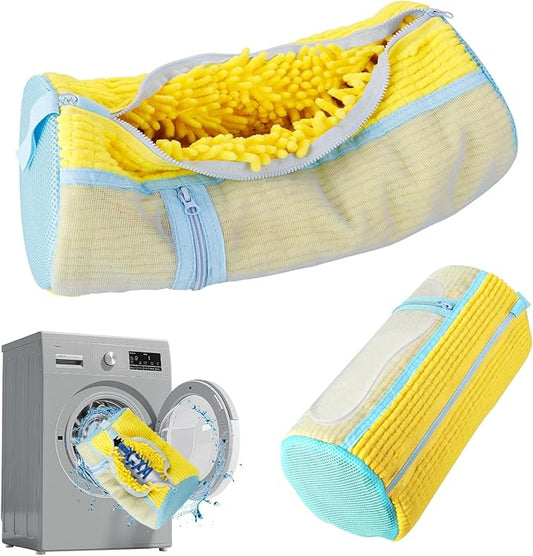 Shoe Washing Machine Bag 2 Pcs XL, Shoe Laundry Bag for Washer with Self-Locking Zipper, 360°Deep Clean Effectively Protects Shoes Suitable for Sneaker, Tennis and Other Types of Shoes (Yellow)