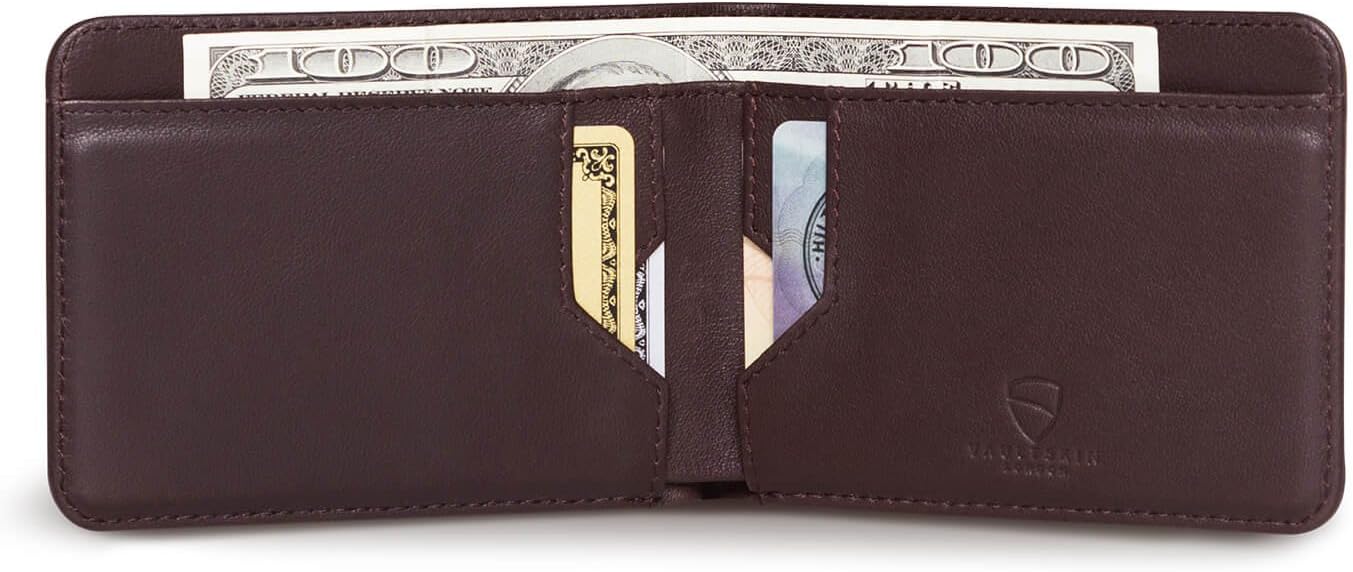 Vaultskin MANHATTAN Slim RFID Blocking Bifold Leather Wallet for Men - Minimalist Front Pocket Card Holder, Holds 9 Cards & Cash, Premium Italian Leather