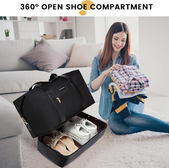 LOVEVOOK Weekender Bag, Large Travel Duffel Bag for Women with 2 Packing Cubes, Carry on Overnight Bag with Shoe Compartment, Mom Hospital Bags for Labor and Delivery