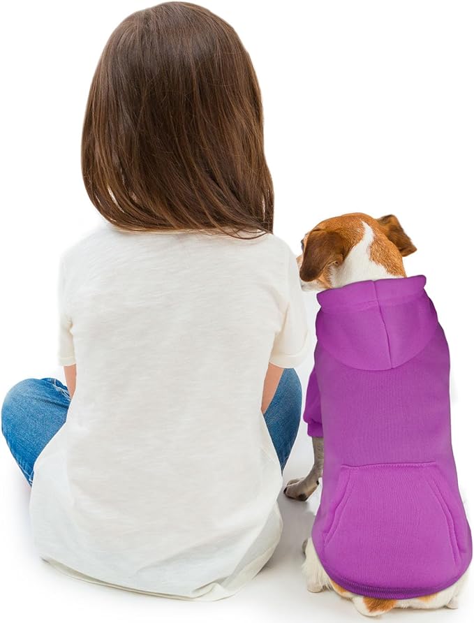 Dog Hoodie Dog Sweaters for Small Dogs,Pet Sweater Solid Soft Brushed Fleece Pet Clothes Hoodie Sweatshirt with Pocket(Purple-XS)