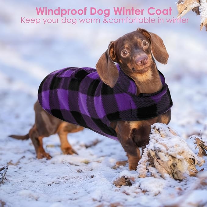 AOFITEE Dog Coat Plaid Dog Winter Coat for Large Dogs, Warm Dogs Jacket Christmas Sweater, Waterproof Pet Puffer Jacket, Reversible Pet Cold Weather Coats for Small Medium Large Pets, Purple XL