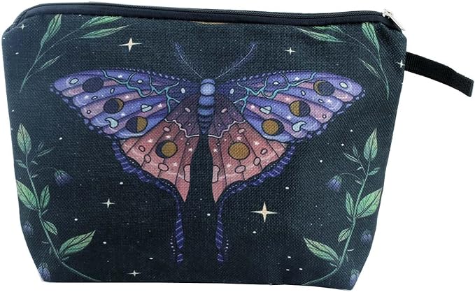 Cute Animal Lovers Gifts Butterfly Cosmetic Bag Makeup Pouch with Zipper (purple butterfly)