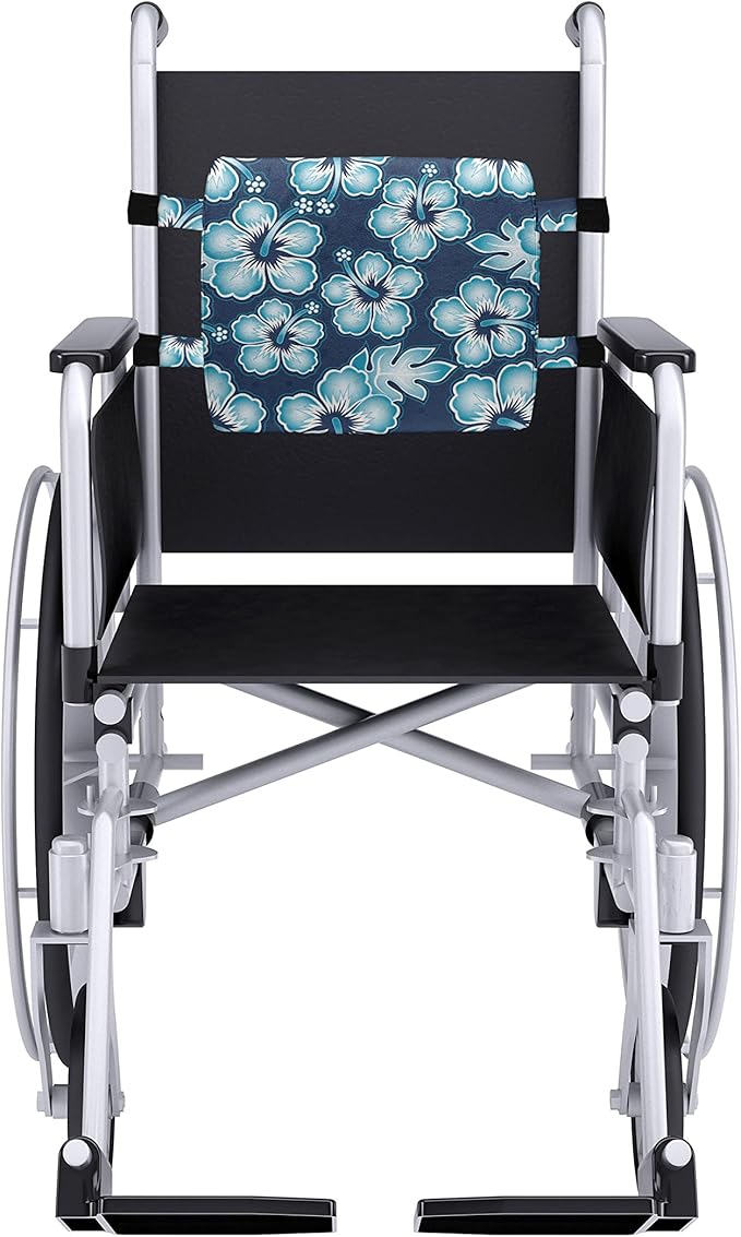 Ambesonne Aloha Lumbar Back Support Pillow, Hibiscus Hawaiian Tropical Island Flowers Petals and Buds Leaves Art Print, High Density Foam for Office Chairs Car Seats, 14" x 13", Dark Blue Sky Blue